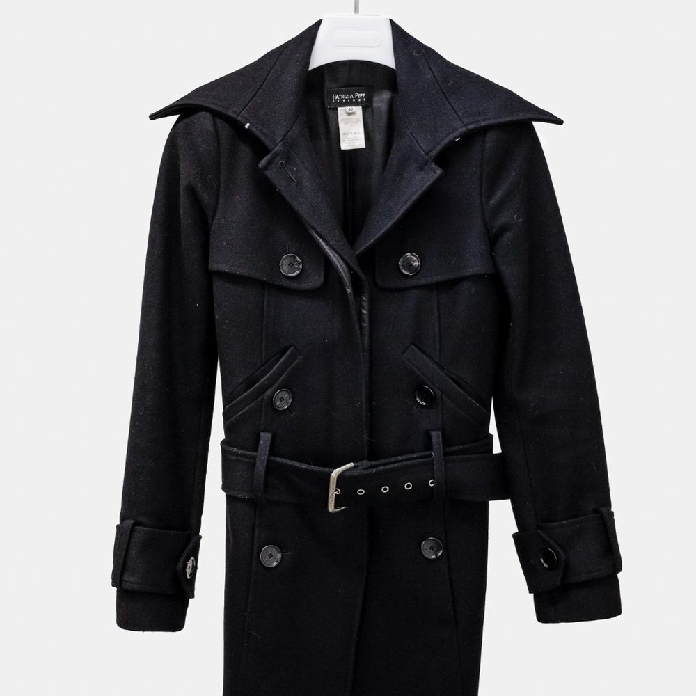 Patrizia Pepe Black Wool Peacoat